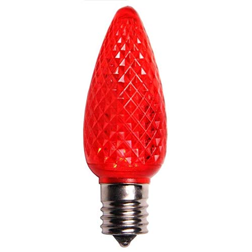 25 Pack Multicolor C9 Faceted LED Christmas Light Bulbs for Indoor and Outdoor Use E17 Base Commercial Grade Bulbs