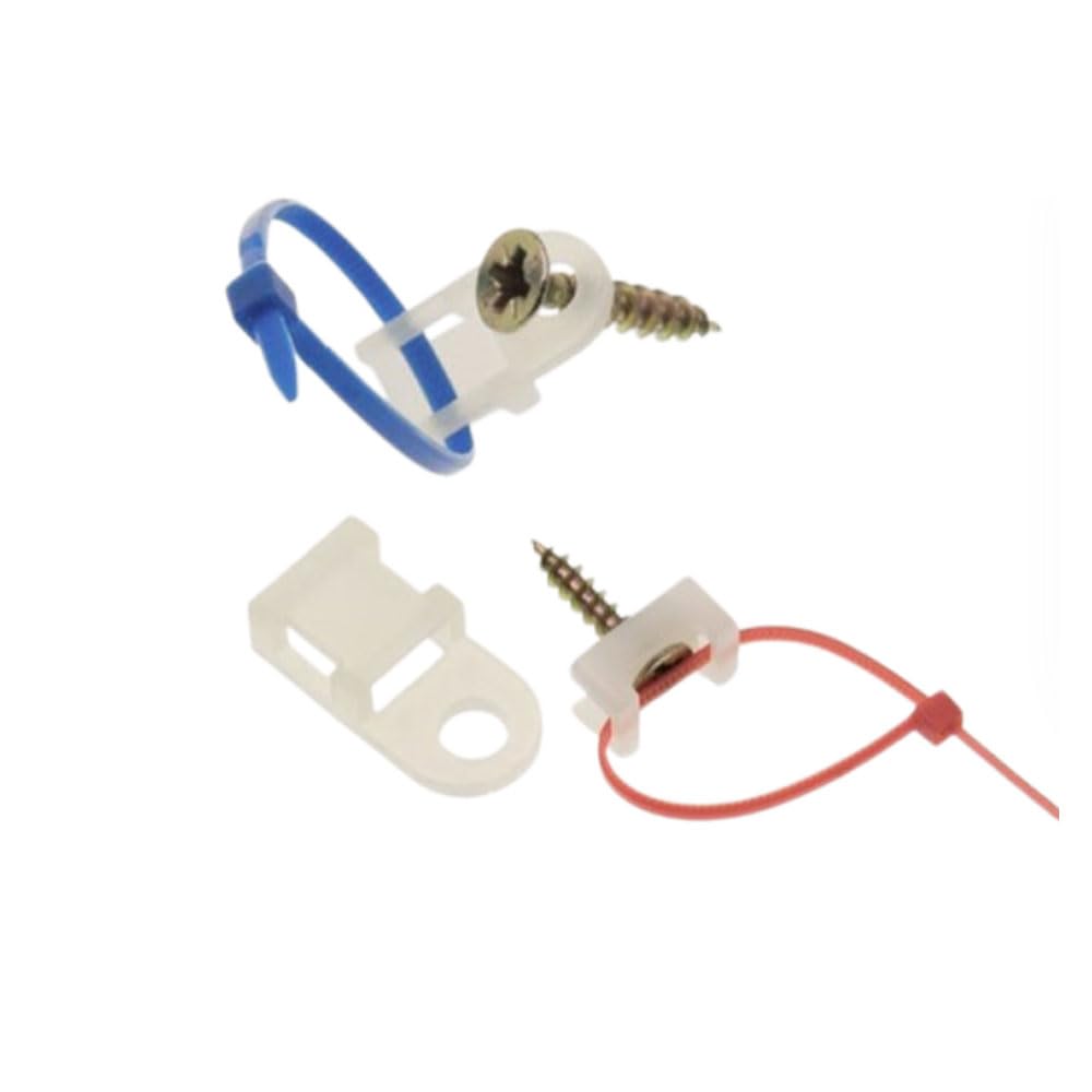 White Cable Zip Tie Mounts Kit-100 Pcs Cable Zip Tie Saddle Type Mounts Base with 100 Pcs 6" Cable Ties and 100 Pcs Tapping Screw, Wire Cable Clips