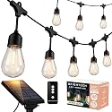 Brightech Ambience Pro - Solar Power Remote Control Outdoor String Lights with Edison Bulbs - Shatterproof, Commercial Grade LED Waterproof Patio