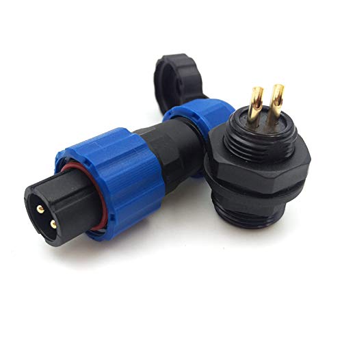 SZJELEN 2Pin Aviation Connector Plug and Socket,Waterproof Power Connector,Panel Mount 13mm,Waterproof IP67,LED Light Cable Wire Connector