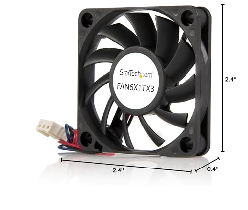 StarTech.com 60x10mm Replacement Ball Bearing Computer Case Fan w/ TX3 Connector - 3 pin case Fan - TX3 Fan - 60mm Fan (FAN6X1TX3), Black