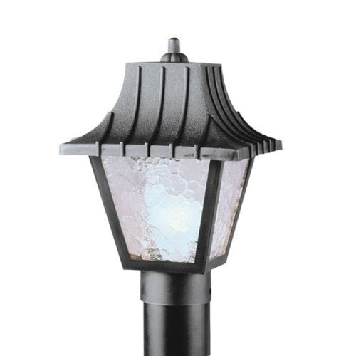 Westinghouse 6687500 One-Light Hi-Impact Polycarbonate Post-Top Exterior Lantern, Black Finish with Clear Textured Acrylic Panels
