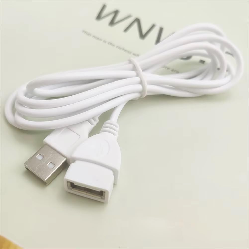 RecDec 2 Pack USB Extension Cable White 5Ft 2Pin 20AWG USBA Male to Female Extension Cord for USB Desk Fan Led Strip Lights Desk Lamp Table Lamps Dash