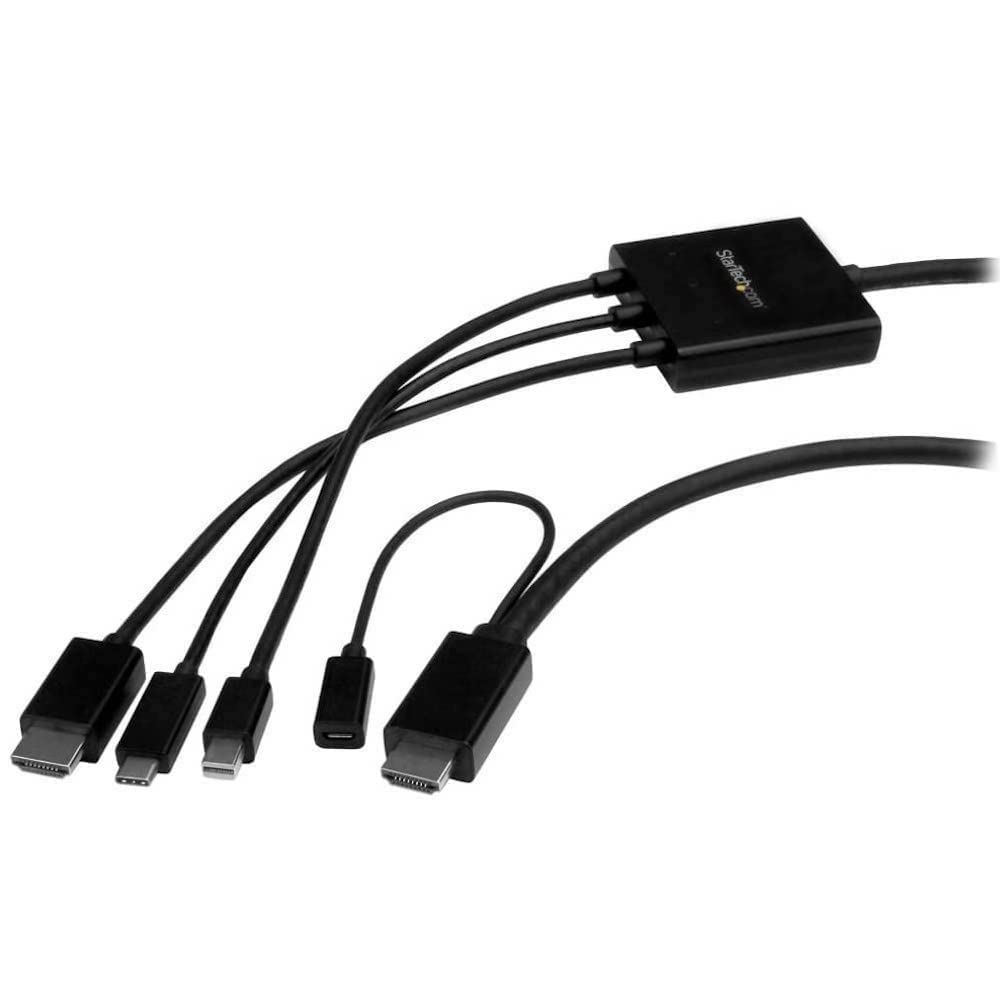 StarTech 2m USB-C, Mini DisplayPort & HDMI to HDMI Adapter Cable, 4K 30Hz