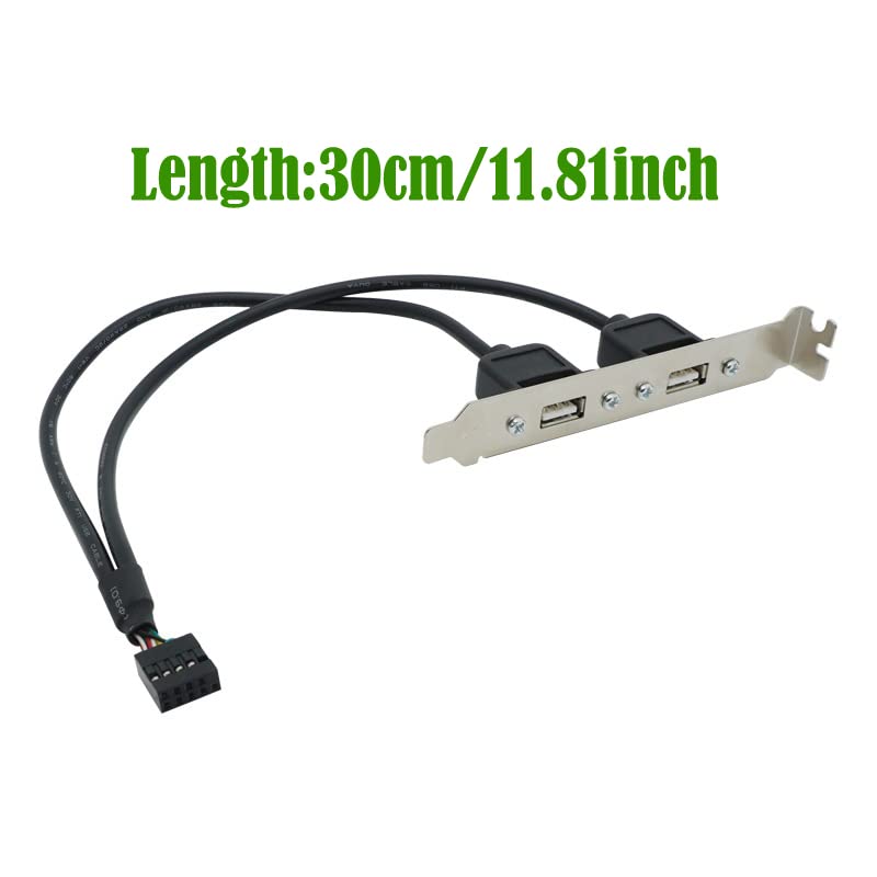 ThtRht 2 Pack Motherboard 9Pin USB to Dual USB2.0 Back Panel Rear Baffle Extension Cable Connector 9 Pin Header Adapter Mount Bracket 2-Port Bezel