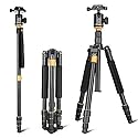 FocusFoto Q999S Aluminum Professional Tripod Monopod + BallHead Pocket Travel for Canon Nikon Sony Pentax Olympus DSLR Camera Video with Carry Case