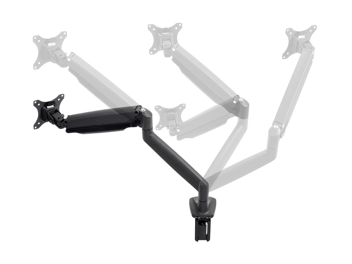 Monoprice Single Monitor Adjustable Gas Spring Desk Mount - Black, Supports Up to 34 inch Monitors, 19.8 LBS Display Weight, Smooth Full-Motion Black