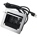 Tabletop Brush Connectivity Box with 2 AC Power + 2 USB Charger + HDMI + 1 3.5mm Audio + USB-C Data + RJ45(cat6) for Conference (Silver)