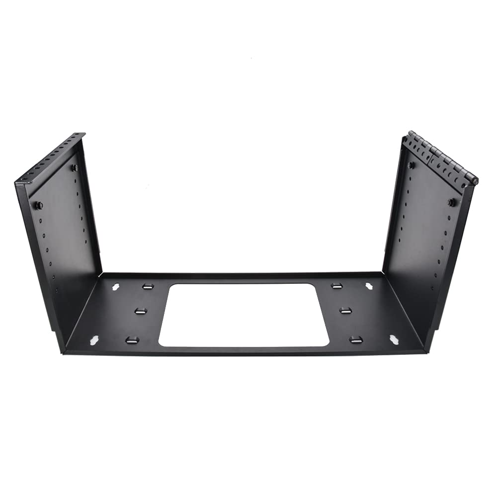 Beszin 4U Hinged Extendable Wall Mount Bracket, Max 13.5" Depth, Collapsible Network Equipment Rack Black (4U)