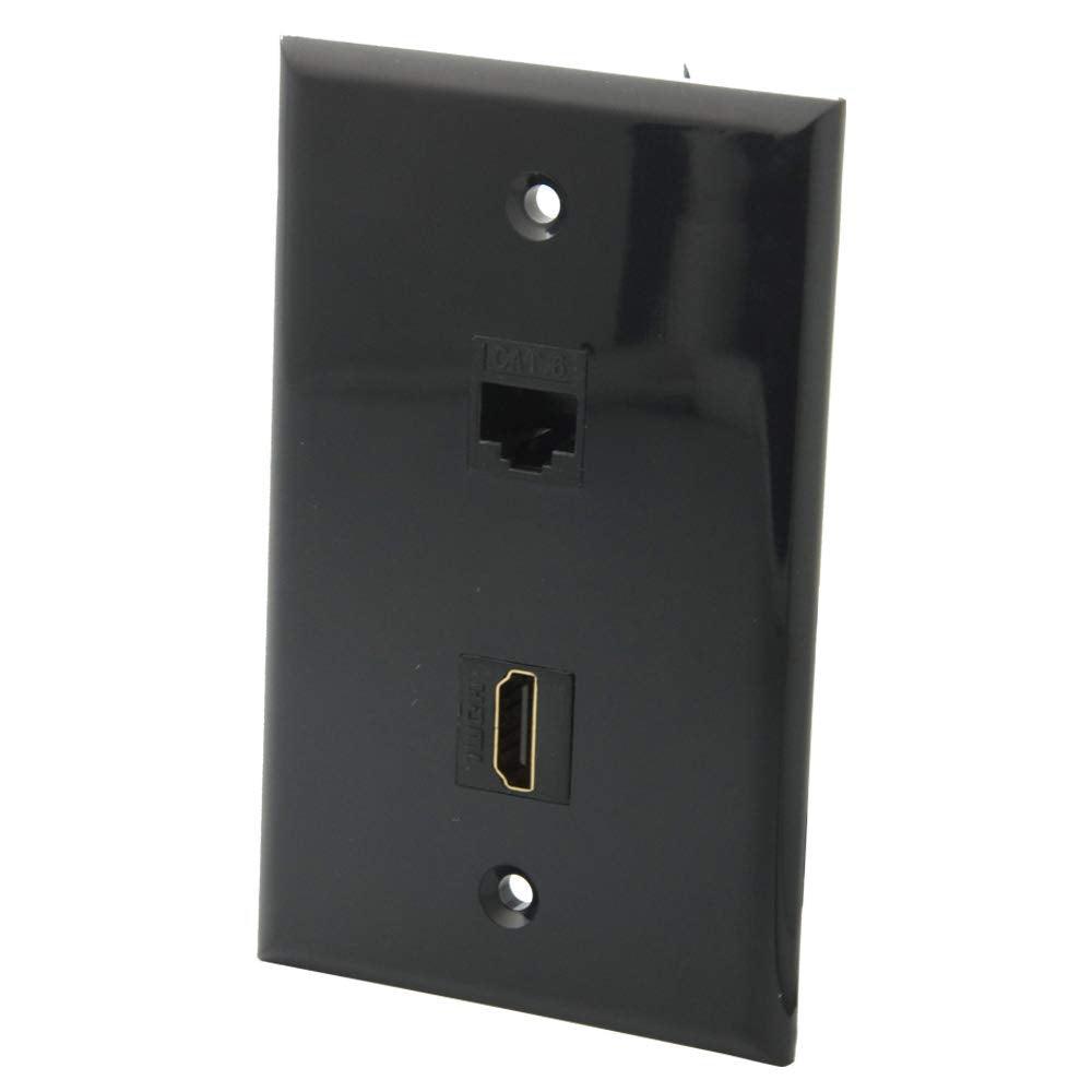 YinXiong Single Gang Solid Style Black Color HDMI CAT6 RJ45 Female To Female Wall Plate