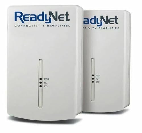 ReadyNet E200 E200K 200Mbps PLC Ethernet Over Power Plug & Play Network Adapter, Ideal for Smart TV and Gaming (2 Units)