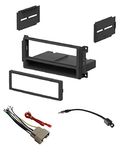 ASC Single Din Car Stereo Kit, Wire Harness, and AM/FM Radio Antenna Adapter - Black, 1 Unit - Compatible with Jeep, Chrysler, Dodge, Mitsubishi