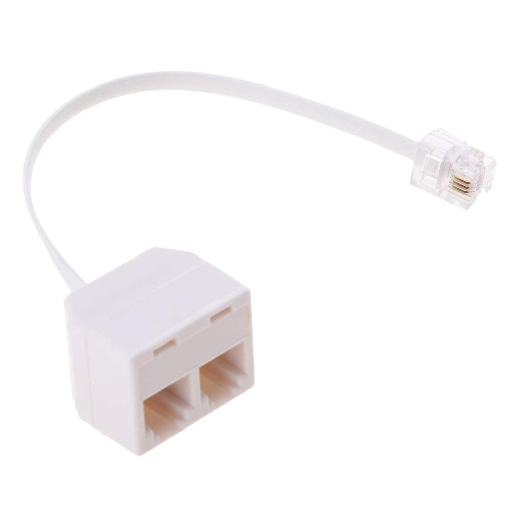 Telephone Splitters,RJ11 6P4C Duplex Wall Jack Adapter Dual Phone Line Splitter Wall Jack Plug 1 to 2 Modular Converter Adapter for Office Home ADSL