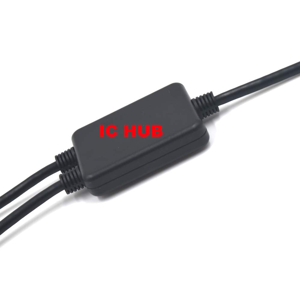 Kework 12 Inch Right Angle Micro USB 5 Pin Splitter Cable, Micro USB 1 Male to 2 Female Extension Extender HUB Cord