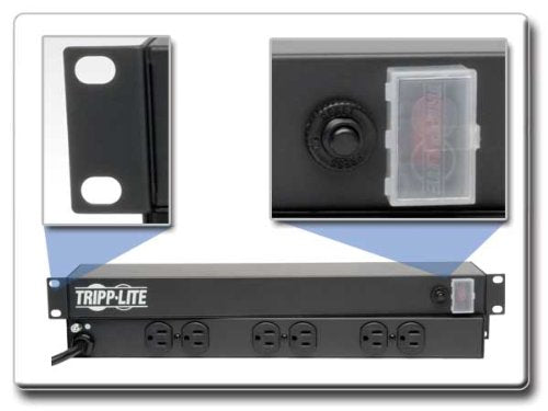 Tripp Lite 6 Outlet Rackmount Network-Grade PDU Power Strip, Rear-Facing, 1U, 15A, 15ft Cord with 5-15P Plug (RS-0615-R)
