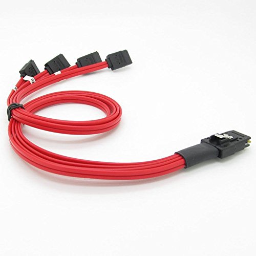 AYA Mini SAS to 4-SATA (7-Pin) SFF-8087 Multi-Lane Forward Breakout Internal Cable 19 Inch