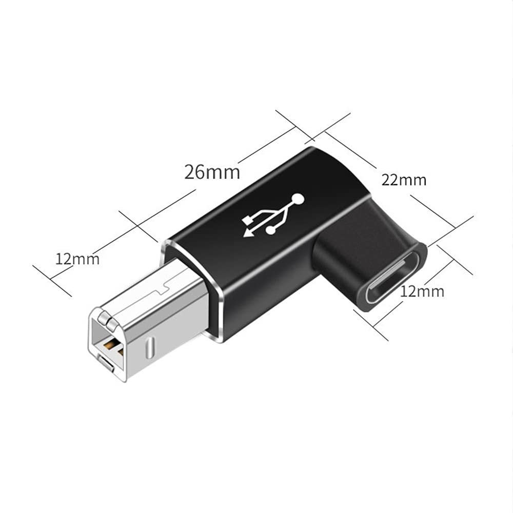 rgzhihuifz USB C Female to Midi 90 Degree Adapter, 2Pack Female USB C to Male USB B Printer Adapter, Compatible with Printers, MIDI, Eectric Pianos…