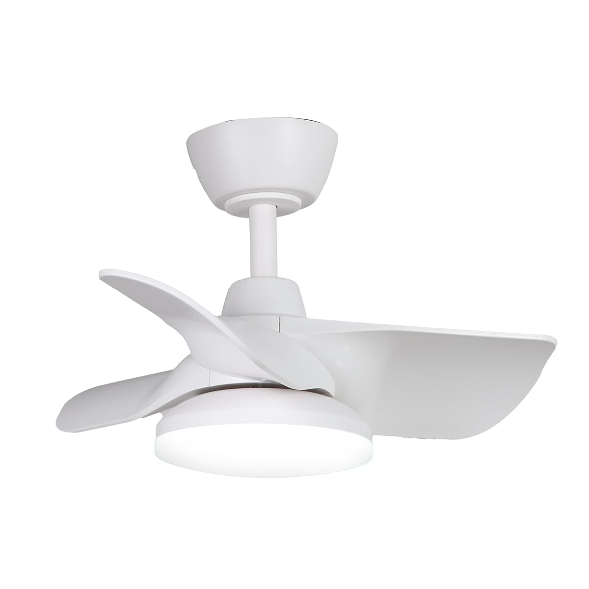 kathy ireland HOME 22" Plumier Ceiling Fan, Indoor Small Room Fan with Downrod, Compact Modern Design, Matte White (KICF58320)
