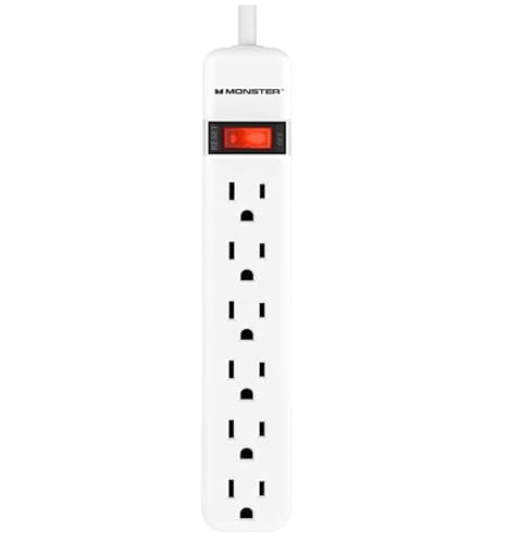 Monster Just Power It Up 2.5 ft. L 6 outlets Power Strip White