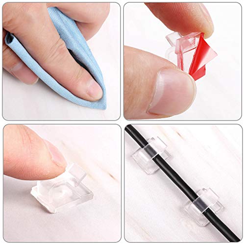 Blulu 100 Pcs Adhesive Cable Wire Clips, Outdoor Light Clips, Cord Management Wire Organizer Cord Holder for Holiday String Lights, Under Desk, Car