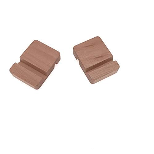 BWRMHME Set of 2 Beech Desktop Cell Phone Stand for iPhone, Portable Mobile Phone Holder Stand, Wooden Ipad Stand