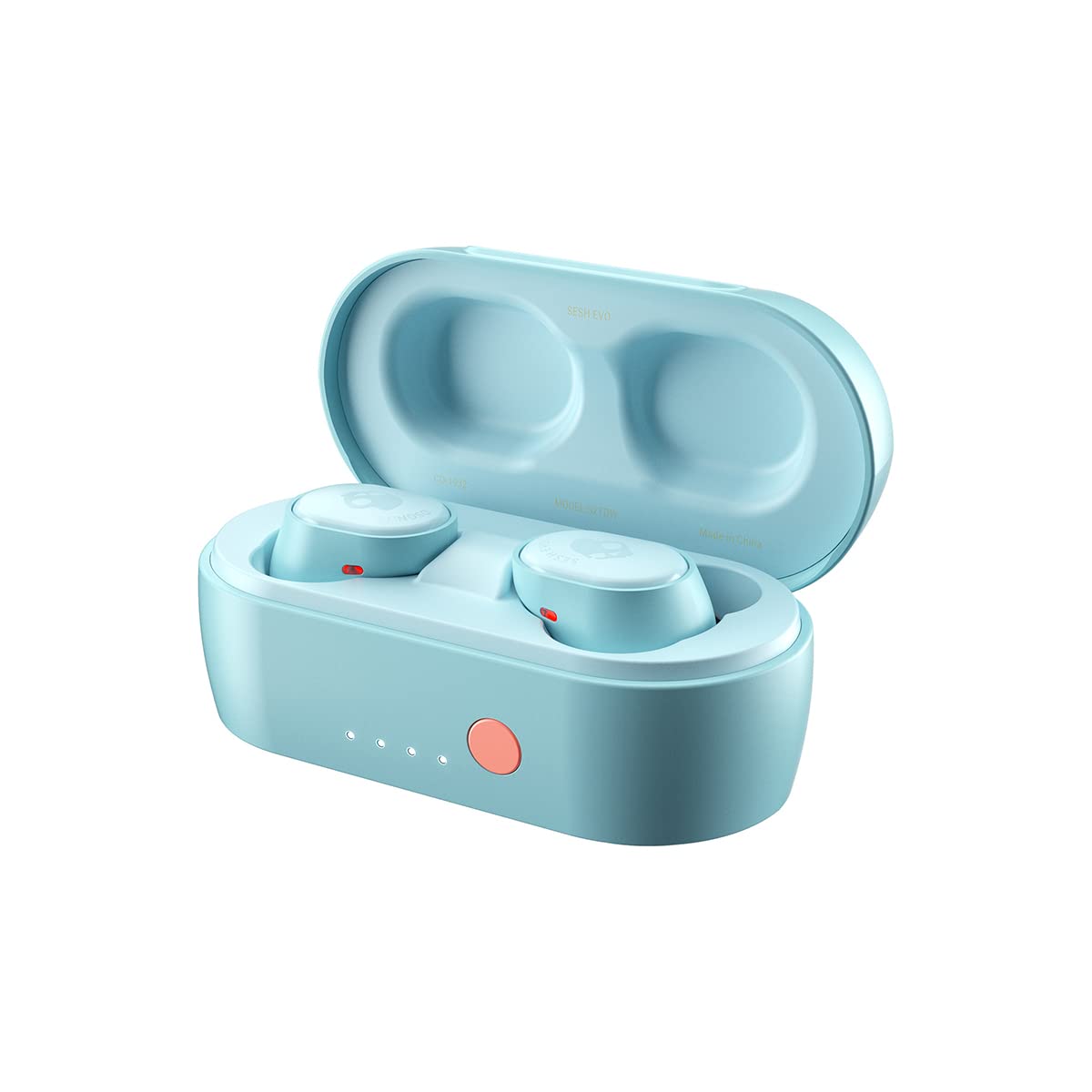 Skullcandy Sesh Evo in-Ear Wireless Earbuds, 24 Hr Battery, Microphone, Works with iPhone Android and Bluetooth Devices - Bleached Blue