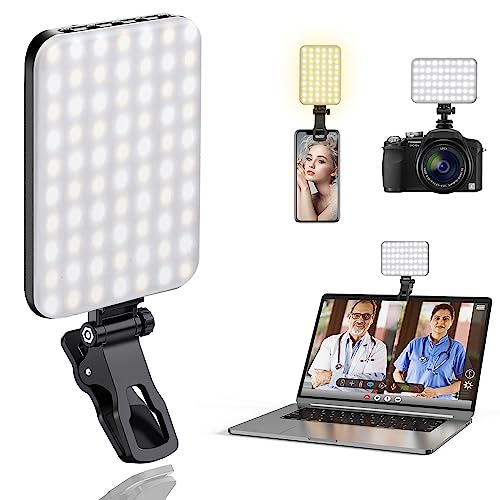 ALTSON 60 LED Portable Selfie Light Video Conference Lighting with Clip & Camera Tripod Adapter Rechargeable 2200mAh CRI 97+, 3 Light Modes for Phone