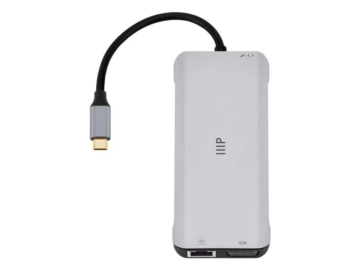Monoprice 12-in-1 Dual-HDMI + VGA MST Triple Monitor Docking Station, 4K, 5Gbps USB?A, 100 Watts PD, 3.5mm Dual Audio Jack