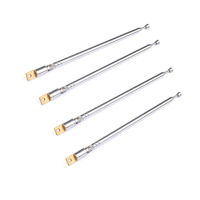 AM FM Radio Universal Antenna,37cm 14.6" Length 4-Sections Stainless Steel Radio Antenna for AM FM Radio Receiver TV and More 4pcs (Silver,Foldable