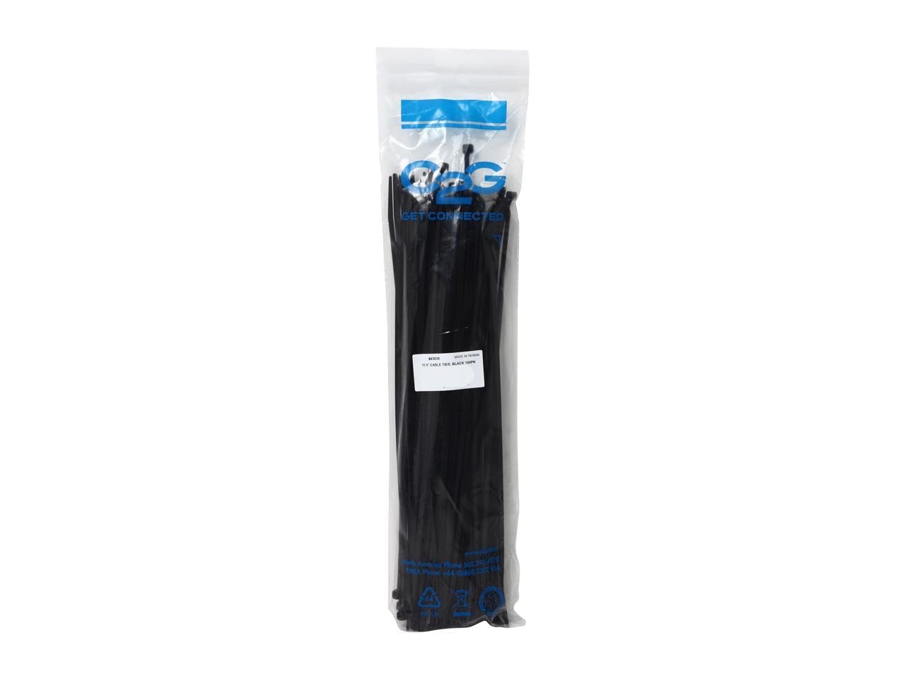 C2G 43039 11.5 Inch Cable Tie Multipack (100 Pack) TAA Compliant, Black