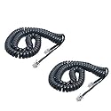 10FT Cisco Phone Cord, Handset Curly Cable, Dark Gray, (2 Pack) 7800/7900 / 8800 Series 7940 7945 7960 7965 8841