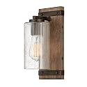 Hinkley Sawyer 5940SQ Single Light Vanity Bath Light Fixture, Rustic Wall Sconce, Mount Up or Down, Farmhouse Style, Sequoia and Iron Rust
