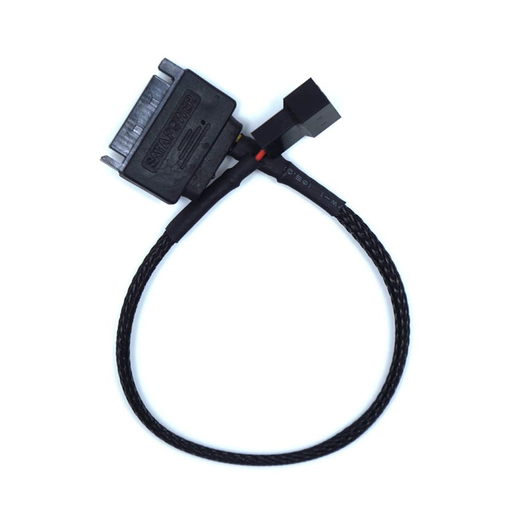 YiKaiEn SATA to 3 Pin / 4 Pin Fan Adapter, 15 Pin SATA to 12V PC Case Fan Splitter Extension Power Cable Adapter 10.6’’ 27cm (1 to 1)