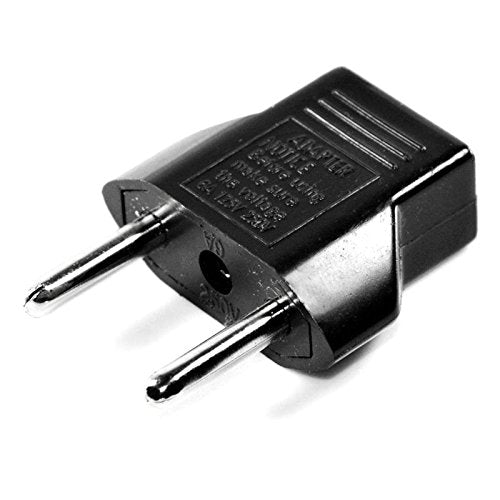 Black US to Europe Round Pin Travel AC Power Plug Adapter (4 Pack), 2-Flat to 2-Round Pins