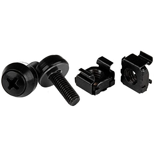 StarTech 50-Pack 10-32 12mm Screws & Cage Nuts Kit with Tool, TAA, Black