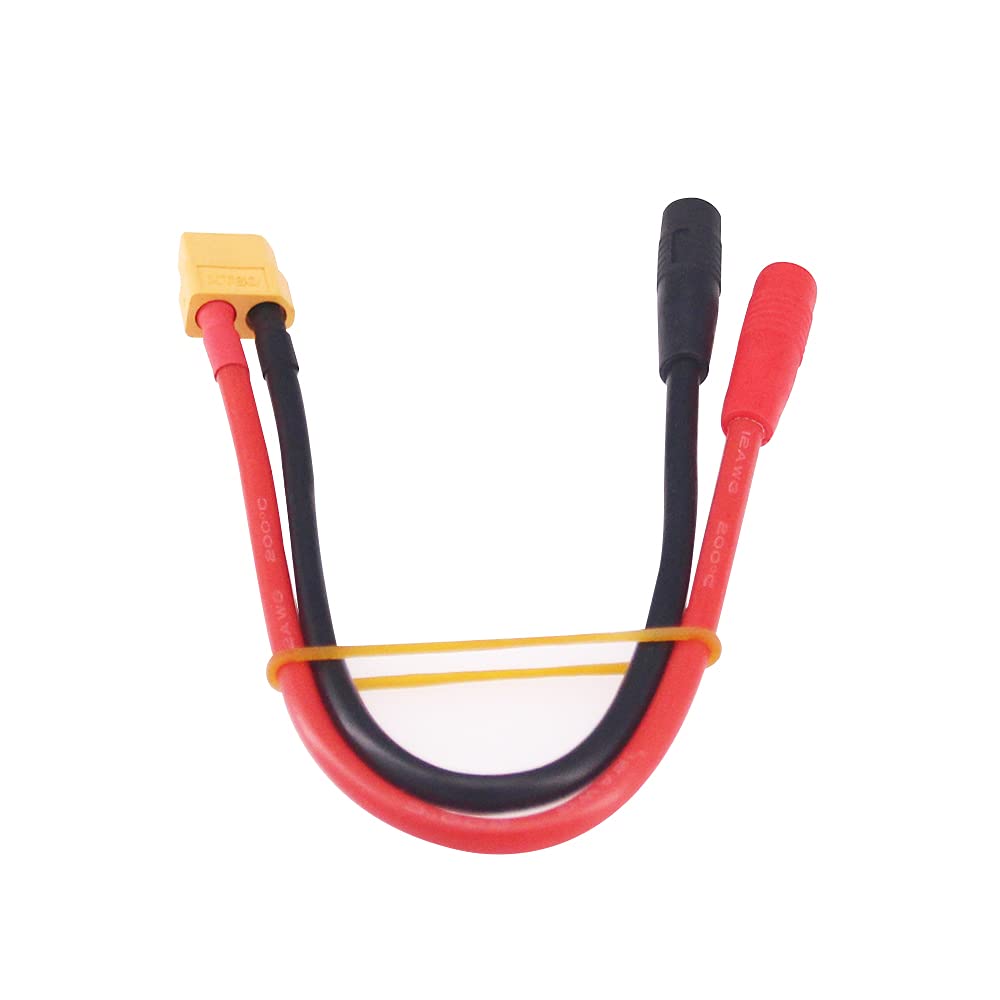 BDHI 1pc XT60 Female to 4mm Banana Bullet Female Connector Adapter Cable 12awg 10in for iSDT Charger(B194-1)