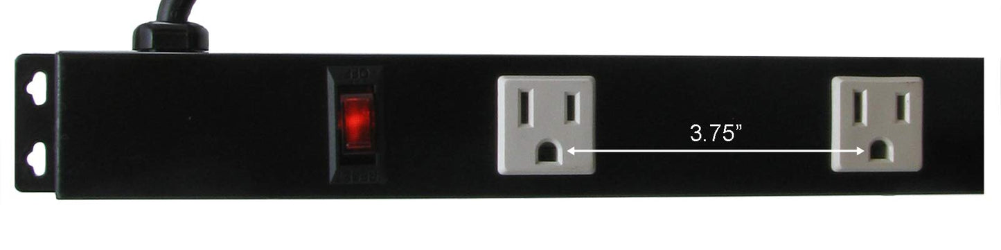 12 Outlet Heavy Duty Power Strip with 6 Ft Power Cord, Straight Plug, Surge Protected, for use in Commercial, Home, Industrial and School, 15A 125V