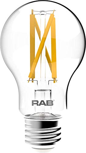 RAB Lighting A19-9-E26-927-F-C Filament A19 9W 60EQ 810LM E26 CRI90 2700K DIM Clear