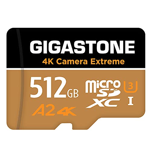 ?5-Years Data Recovery? GIGASTONE 512GB Micro SD Card, 4K Camera Extreme, MicroSDXC Memory Card for GoPro, Action Camera, DJI, UHD Video, Speed up