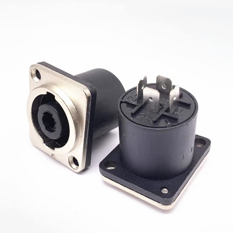 CCeCCe 2 Pack Speak Jack Twist Lock with Metal Plate Speaker Connector Female Socket Panel Chasis Mount 4 Pole Square Terminal for Neutrik Speakon
