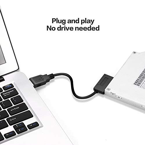 BUBUCAM USB 3.0 to SATA 7+6 13pin Slimline Sata Adapter Cable 5Gbps Compatible for Laptop CD DVD ROM Optical Drive