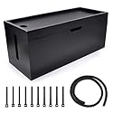 15 inch Bamboo Large Cable Management Box, Cable Box Organizer Cord Box Hider - Power Strip Box Hider Cable Storage Box for Office, TV Wires, Desk