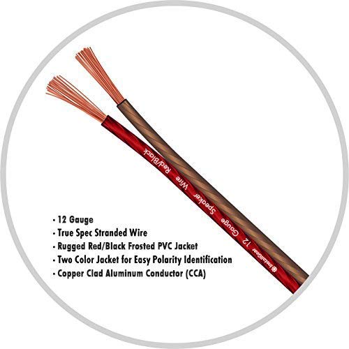 InstallGear 12 Gauge Wire AWG Speaker Wire (100ft - Red/Black) - Speaker Cable for Car Speakers Stereos, Home Theater Speakers, Surround Sound, Radio