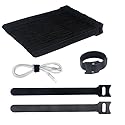 SUTOUG 60PCS 6 Inch Reusable Cable Ties Black, Adjustable Cable Straps, Cable Tie Management, Cable Tidy for Desktop Charging Cables, Home and Office