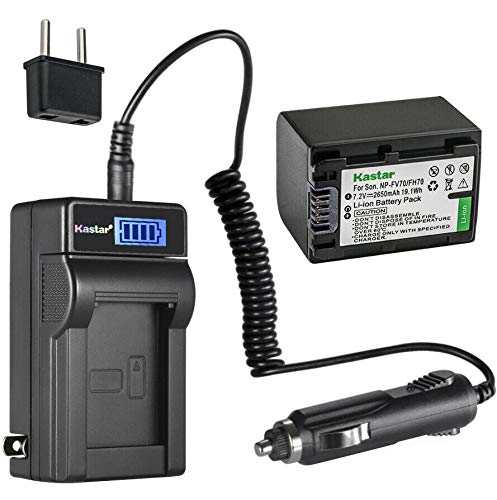 Kastar 1-Pack NP-FH70 Battery and LCD AC Charger Compatible with Sony HDR-CX500 HDR-CX505 HDR-CX520 HDR-CX6 HDR-CX7 HDR-HC28 HDR-HC3 HDR-HC38 HDR-HC48