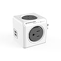 Allocacoc PowerCube Original USB; 4 Outlets Surge Protector 2 USBs Cubic Multi Socket Extender Power Tab Space Saving Compact No Blockage Dorm Home
