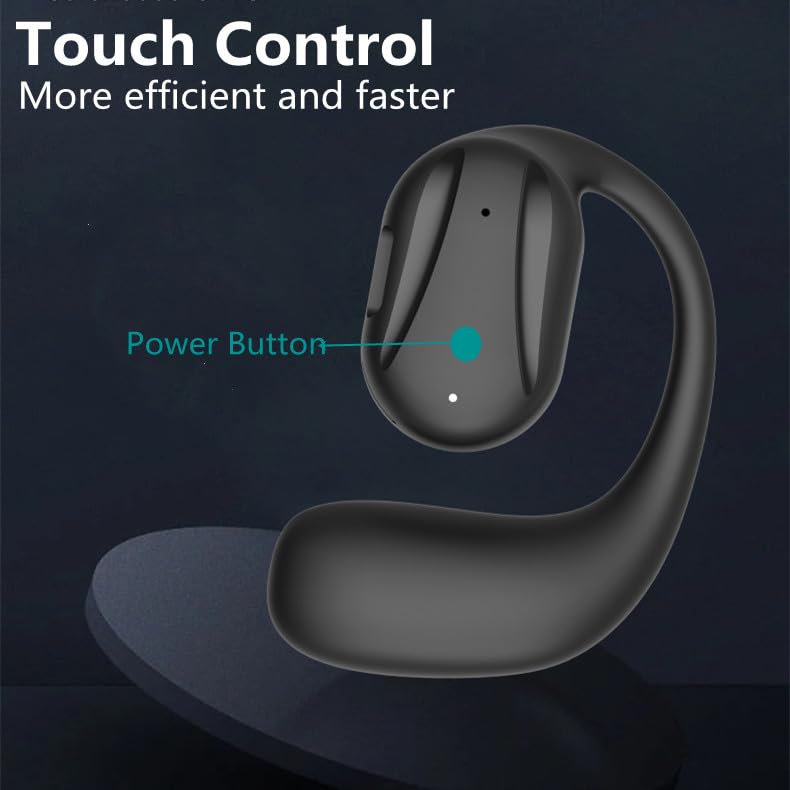 Single Open Ear Headphone, Wireless Bluetooth Earpiece for Powerful Sound, 16H Playtime Bluetooth 5.2 Wireless Earbud,Waterproof Headset with Earhook