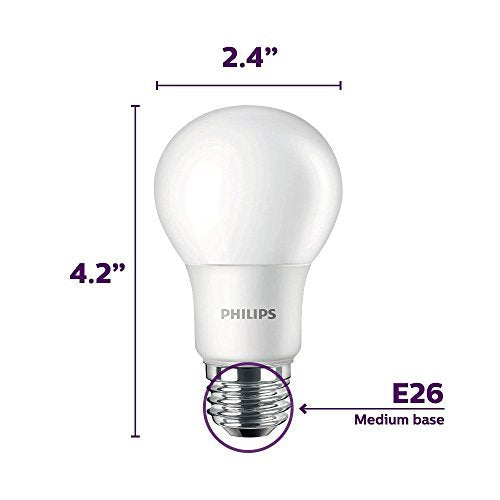 Philips LED Non-Dimmable A19 Frosted Light Bulb: 800-Lumen, 2700-Kelvin, 8.5-Watt (60-Watt Equivalent), E26 Base, Soft White, 12-Pack