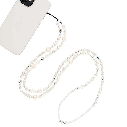 Staqlo Pearl Beaded Phone Lanyard Crystal Beads 47in Crossbody Digital Camera Strap Chain Anti-Lost Neck Phone Chain String for iPhone 17 Pro Max 16