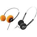 Myuiao 2 Pcs Orange and Black Retro On Ear Headphones, Wired Stereo Headphones, Headphone, Lightweight Portable Headphone with Adjustable Headband…